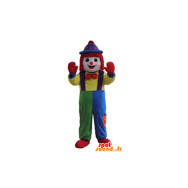 Mascotte de clown multicolore, très souriant - MASFR24089 - Mascottes Cirque