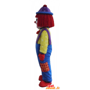 Mångfärgad clownmaskot, mycket leende - Spotsound maskot