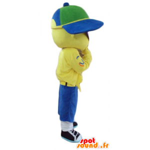 All yellow mascot boy, with a cap and goggles - MASFR24090 - Mascots boys and girls