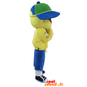 Mascotte de garçon tout jaune, avec une casquette et des lunettes - MASFR24090 - Mascottes Garçons et Filles