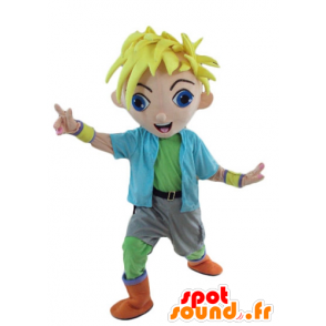 Blonde jongen mascotte, jonge, tiener in kleurrijke outfit - MASFR24091 - Mascottes Boys and Girls