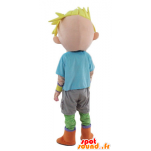 Blond boy mascot, young, teen in colorful outfit - MASFR24091 - Mascots boys and girls