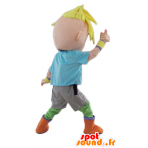 Blond boy mascot, young, teen in colorful outfit - MASFR24091 - Mascots boys and girls