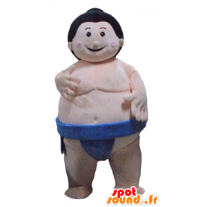 Mascot sumo grande lutador japonês com cuecas azuis - MASFR24093 - Mascotes humanos