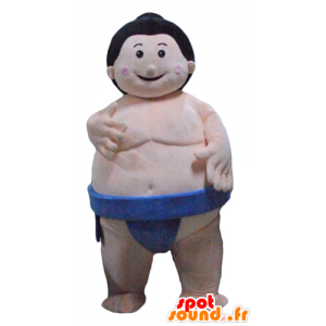 Maskotti sumo iso japanilainen painija siniset alushousut - MASFR24093 - Mascottes Humaines