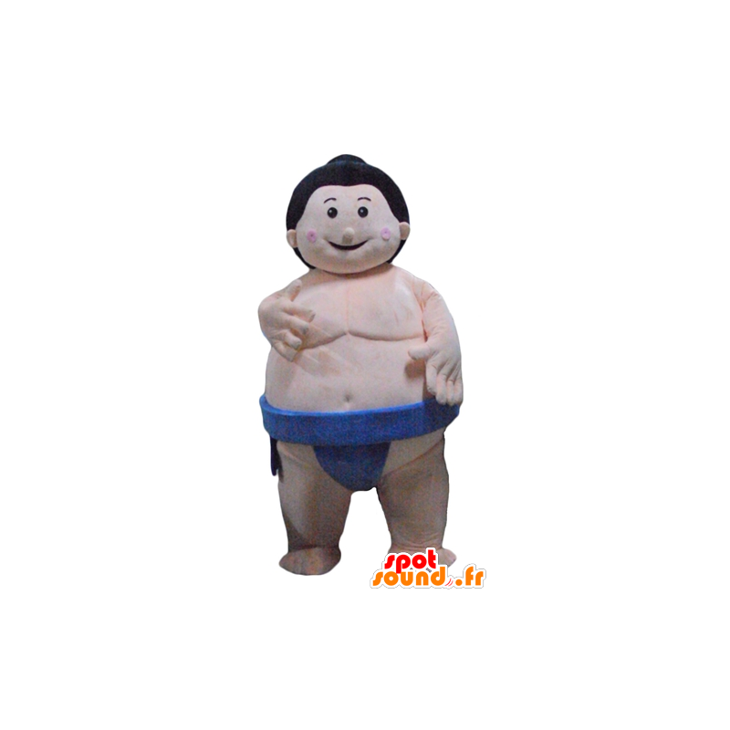Mascotte sumo grote Japanse worstelaar met blauwe onderbroek - MASFR24093 - Human Mascottes