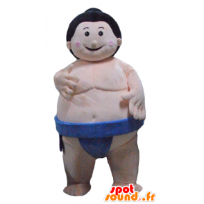 Mascot sumo grande lutador japonês com cuecas azuis - MASFR24093 - Mascotes humanos