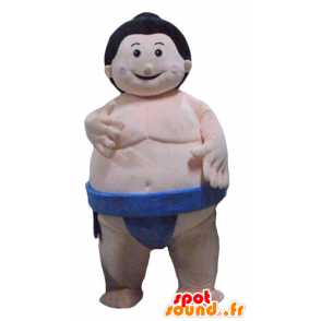 Maskotti sumo iso japanilainen painija siniset alushousut - MASFR24093 - Mascottes Humaines