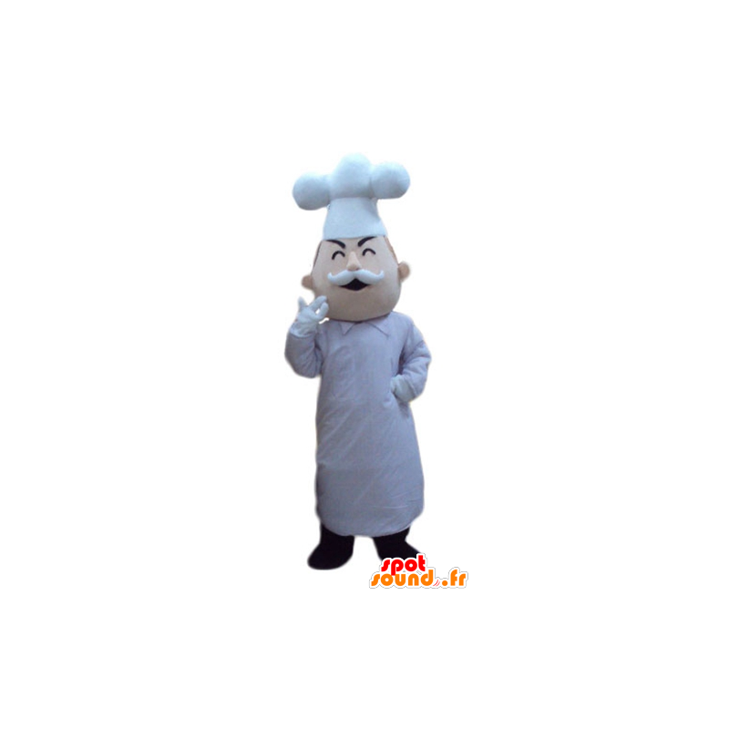 Chef mascotte con un cappello e un paio di baffi - MASFR24095 - Umani mascotte