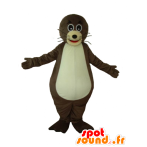 Mascotte de loutre marron et beige, très mignonne et rigolote - MASFR24099 - Mascottes de l'océan