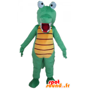 Mascote crocodilo verde e amarelo, muito engraçado e colorido - MASFR24100 - crocodilos mascote