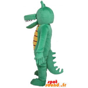 Groene krokodil mascotte en geel, erg grappig en kleurrijk - MASFR24100 - Mascot krokodillen