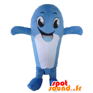 Mascotte de baleine bleue et blanche, fun et souriante - MASFR24102 - Mascottes de l'océan