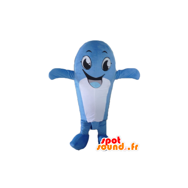 Blue and white whale mascot, fun and smiling - MASFR24102 - Mascots of the ocean