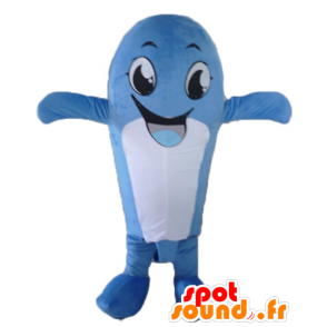 Azul e branco mascote baleia, o divertimento eo sorriso - MASFR24102 - Mascotes do oceano