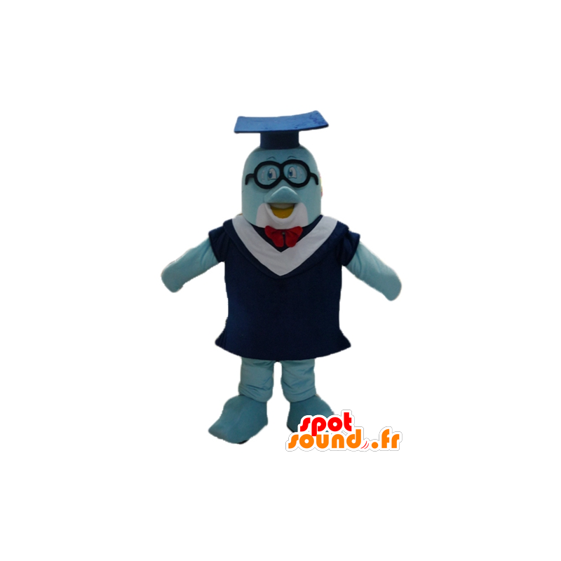 Mascota de Blue Dolphin con un sombrero de la toga y el estudiante - MASFR24103 - Delfín mascota