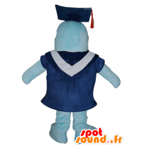 Blue Dolphin Mascot met een toga en een student-cap - MASFR24103 - Dolphin Mascot