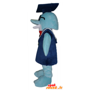 Blue Dolphin Maskottchen mit einer Toga und Schüler Hut - MASFR24103 - Maskottchen Dolphin