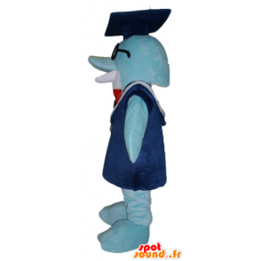 Blue Dolphin Mascot met een toga en een student-cap - MASFR24103 - Dolphin Mascot