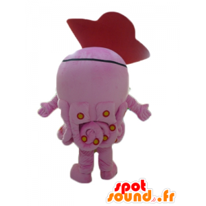 Mascotte roze octopus, reus, met een piraat hoed - MASFR24104 - mascottes Pirates