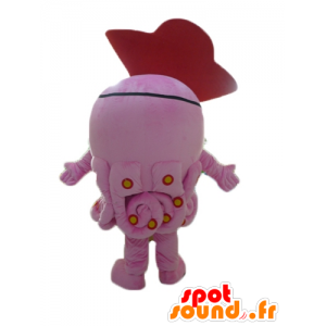Maskottchen rosa Krake, riesig, mit einem Piratenhut - MASFR24104 - Maskottchen der Piraten