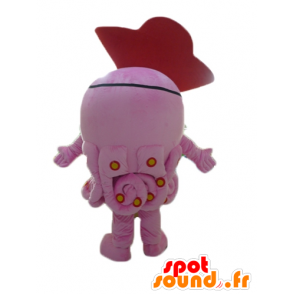 Mascotte de pieuvre rose, géante, avec un chapeau de pirate - MASFR24104 - Mascottes de Pirates