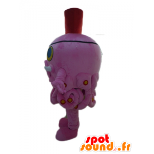 Mascotte roze octopus, reus, met een piraat hoed - MASFR24104 - mascottes Pirates