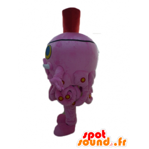 Mascot lyserød blæksprutte, kæmpe med en pirathat - Spotsound