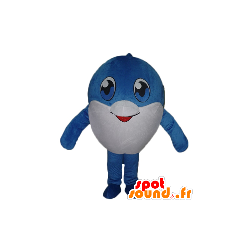 Mascotte de gros poisson bleu et blanc, très mignon - MASFR24105 - Mascottes Poisson