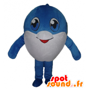 Mascotte de gros poisson bleu et blanc, très mignon - MASFR24105 - Mascottes Poisson