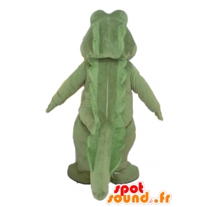 Large green crocodile mascot and white, very successful and fun - MASFR24107 - Mascot of crocodiles