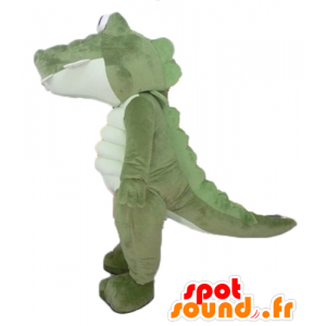 Gran mascota cocodrilo verde y blanco, muy exitoso y divertido - MASFR24107 - Mascota de cocodrilos