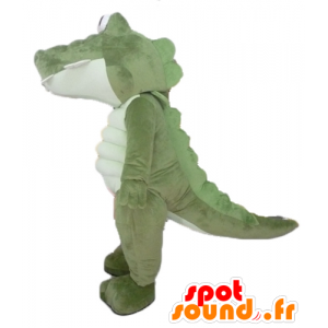 Large green crocodile mascot and white, very successful and fun - MASFR24107 - Mascot of crocodiles