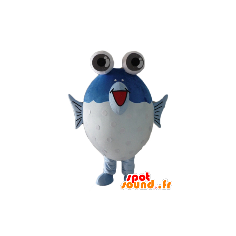 Groothandel Mascot blauwe en witte vis met grote ogen - MASFR24109 - Fish Mascottes