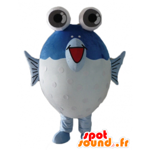 Groothandel Mascot blauwe en witte vis met grote ogen - MASFR24109 - Fish Mascottes