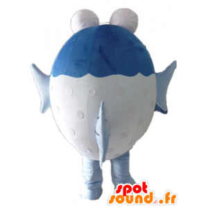 Mascotte grande pesce azzurro e bianco con grandi occhi - MASFR24109 - Pesce mascotte