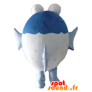 Mascotte de gros poisson bleu et blanc, avec de grands yeux - MASFR24109 - Mascottes Poisson