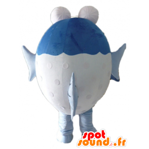 Mascotte großen blauen und weißen Fisch mit großen Augen - MASFR24109 - Maskottchen-Fisch
