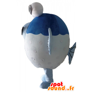 Groothandel Mascot blauwe en witte vis met grote ogen - MASFR24109 - Fish Mascottes