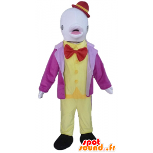 White dolphin mascot costume with a hat - MASFR24110 - Mascot Dolphin