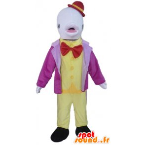 White Dolphin costume della mascotte con un cappello - MASFR24110 - Delfino mascotte