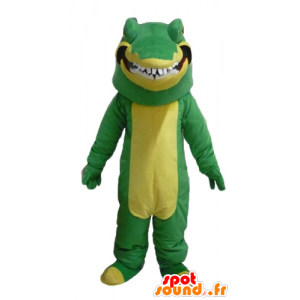 Groen en geel krokodil mascotte, realistisch en intimiderend - MASFR24111 - Mascot krokodillen