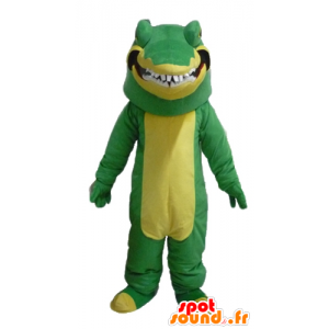 Mascotte de crocodile vert et jaune, très réaliste et intimidant - MASFR24111 - Mascotte de crocodiles