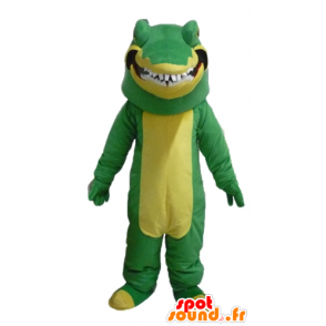 Green and yellow crocodile mascot, realistic and intimidating - MASFR24111 - Mascot of crocodiles