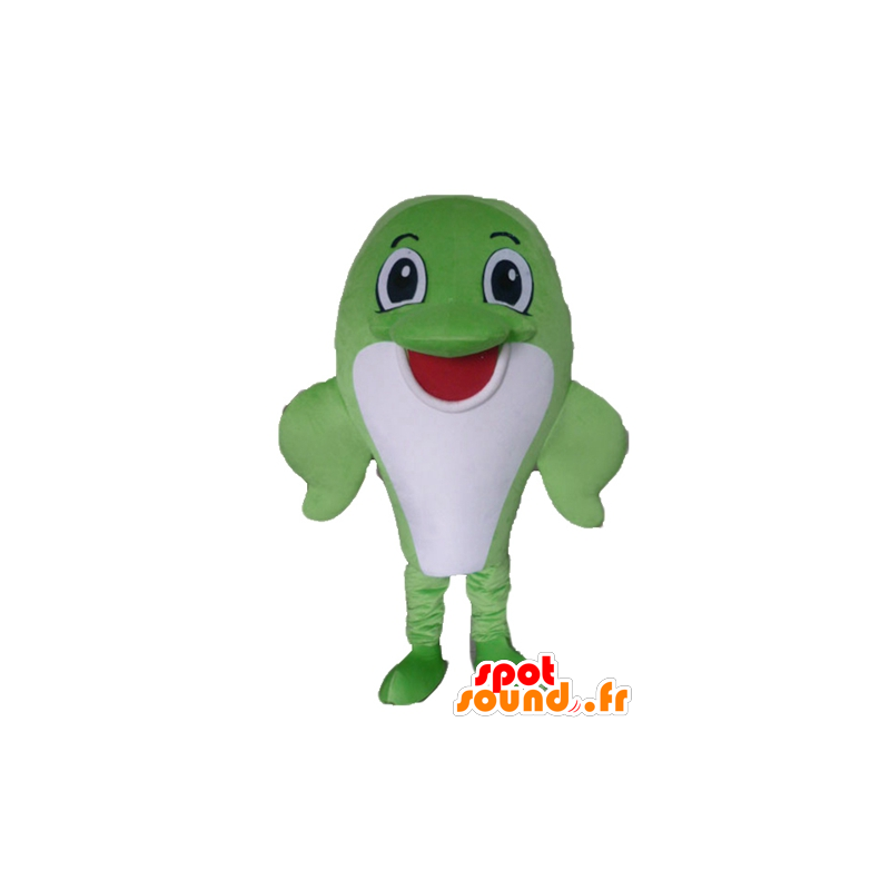 Mascotte de gros poisson vert et blanc, de dauphin - MASFR24112 - Mascottes Dauphin