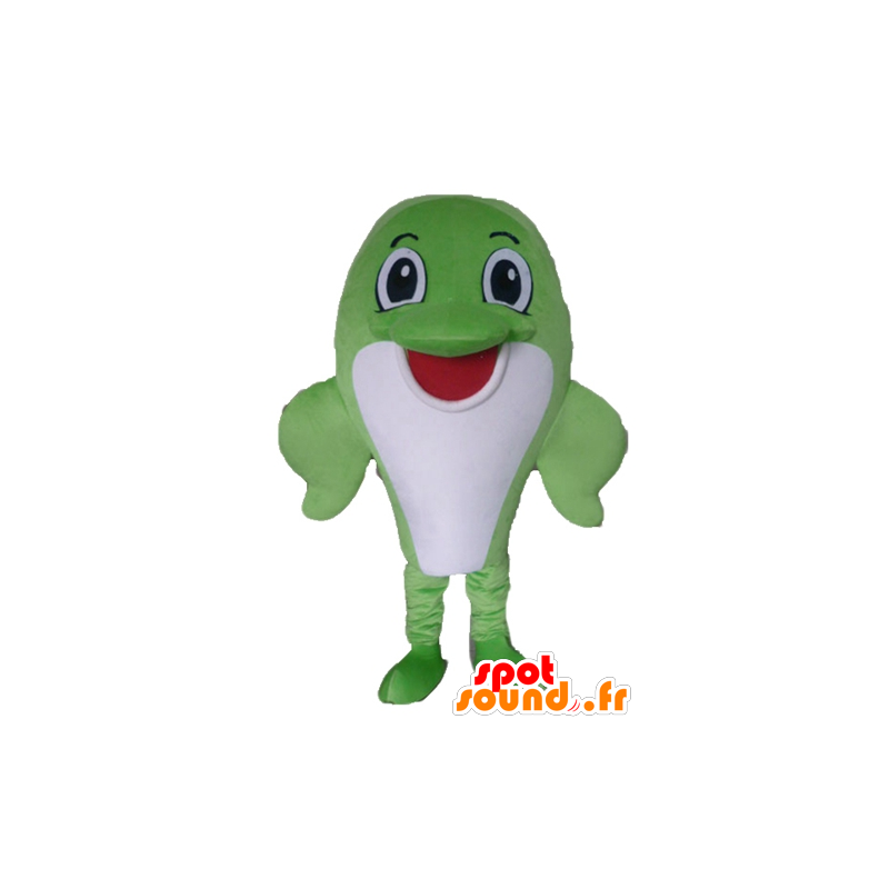 Mascotte verde grande y el pescado blanco, delfín - MASFR24112 - Delfín mascota