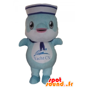 Mascot fisk, blå delfin kledd i matros - MASFR24113 - Dolphin Mascot