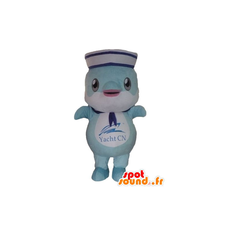 Mascot fisk, blå delfin kledd i matros - MASFR24113 - Dolphin Mascot