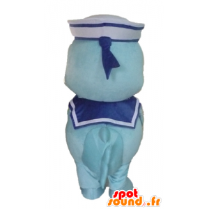 Fiskmaskot, blå delfin klädd som en sjöman - Spotsound maskot