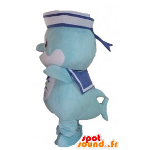 Mascot fish, blue dolphin dressed in sailor - MASFR24113 - Mascot Dolphin